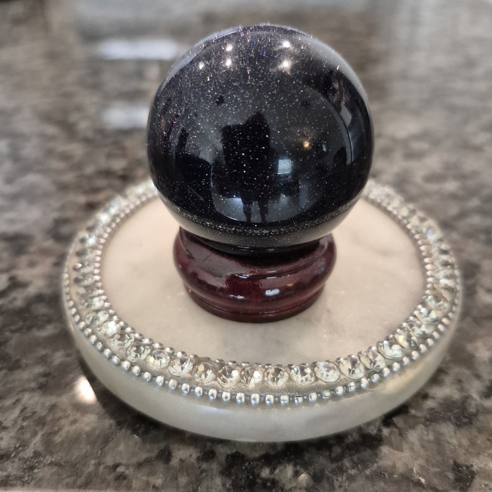 Blue Goldstone Crystal Sphere Orb #1 New - Picture 3 of 10
